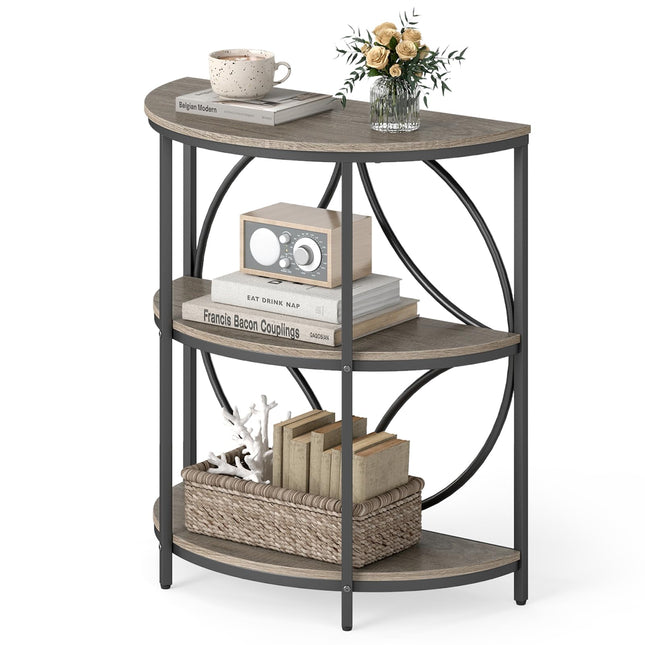Dreamade Half Round End Table 3-Tier Narrow Side Table(1/2)