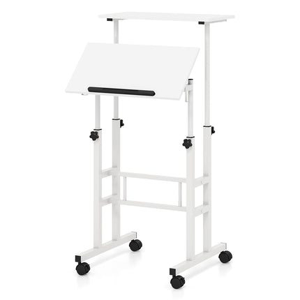 Dreamade Mobile Stand up Desk, Height Adjustable, 24"D x 22"W x 49"H