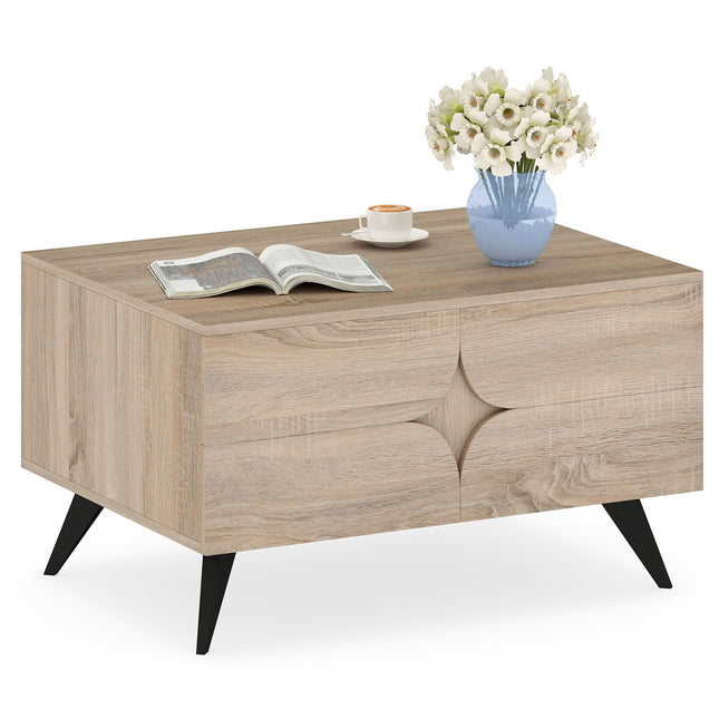 Dreamade Farmhouse Accent Modern Coffee Table with Storage for Living Room Bedroom