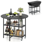 Dreamade Folding Dining Table with Lockable Wheels