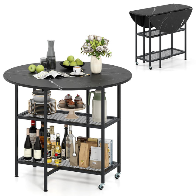 Dreamade Folding Dining Table with Lockable Wheels
