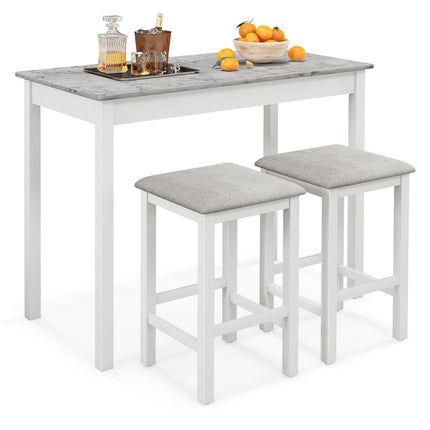 Dreamade Dining Table Set for 2, Counter Height Dining Table Set with 2 Bar Stools, Wood Legs, Dinette Table Set