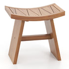 18 Inch Teak Wood Shower Bench with Curved Seat for Bathroom