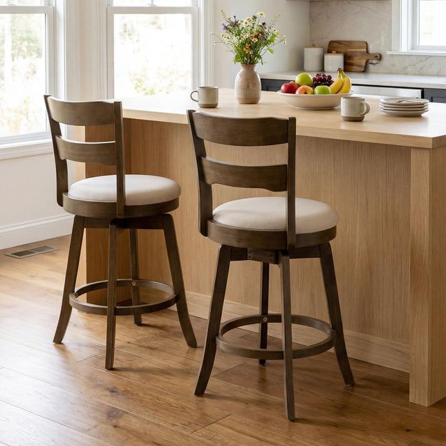 Dreamade 25" Swivel Bar Stools Set of 2/4 with Fabric Upholstered Seat
