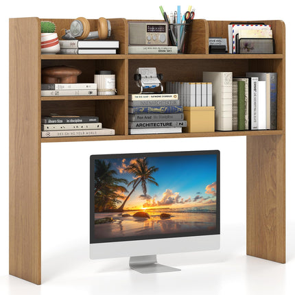 Dreamade Desktop Bookshelf, 37" Desk Hutch Dorm for Computer Up to 32 Inch