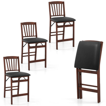 Dreamade Folding Bar Stools Set, 24.5" Counter Height Bar Dining Chairs with Back