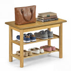 Dreamade 3-Tier Entryway Shoe Rack Bench with Slat Shelves (12 x 24 x 17 Inches)