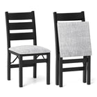 Dreamade Folding Dining Chairs Set of 2, Modern Upholstered Kitchen Chairs w/Slatted Backrest & Padded Seat