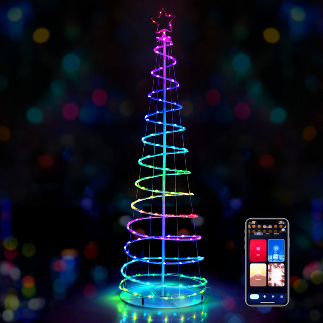 Dreamade 6 FT Spiral Christmas Tree, Outdoor Led Christmas Tree with 135 LED Lights - DreamadeUS