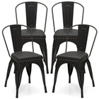 Dreamade Metal Dining Chairs Set of 4 with Detachable Backrest & PU Leather Padded Seat