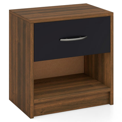 Dreamade Night Stand Set of 1/2 with Drawer, Wood End Table with Open Storage Shelf for Bedroom