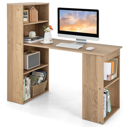 Dreamade 48 Inch Computer Desk with Bookshelf, 3-in-1 Home Office Desk with 4-Tier Bookcase & CPU Stand