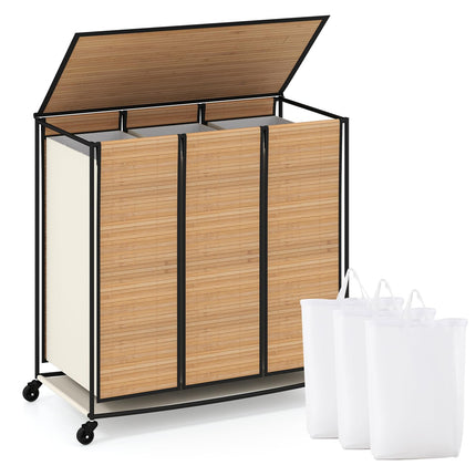 Dreamade Laundry Hamper Sorter 3 Section with Lid