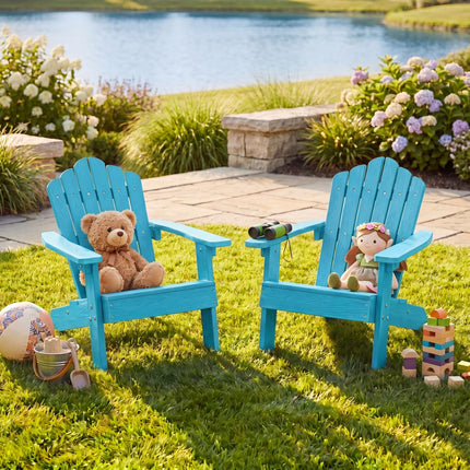 Dreamade Kids Adirondack Chair, All-Weather HIPS Children's Outdoor Chair with Tilted High Backrest