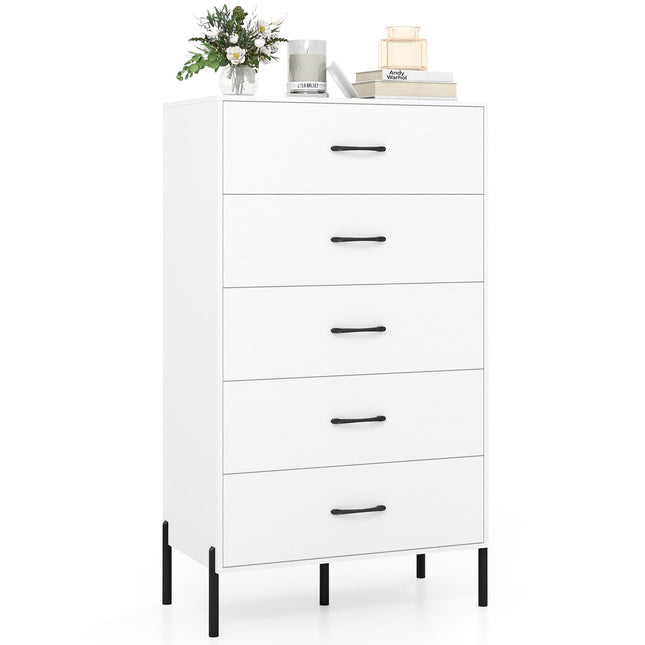 Dreamade 5-Drawer Modern Tall Storage Organizer with Metal Legs & Handles