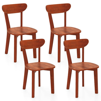 Dreamade Wooden Dining Chairs, Kitchen Chairs w/Curved Backrest & Solid Rubber Wood Frame