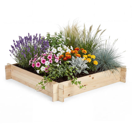 Dreamade 40" x 40" Square Fir Wood Planter Box with Open-Ended Base for Vegetables Flowers Herbs