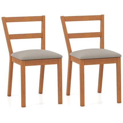 Dreamade Wooden Dining Chairs Set of 2/4 Farmhouse Upholstered Kitchen Chairs with Rubber Wood Legs & Fabric Padded Seat