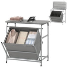 Dreamade Laundry Sorter with Foldable Ironing Board 3 Section Tilt Out Laundry Hamper with Removable Bags