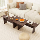 Dreamade L-Shaped Coffee Table Set of 2 Modular Nesting Center Table with Grain Finish