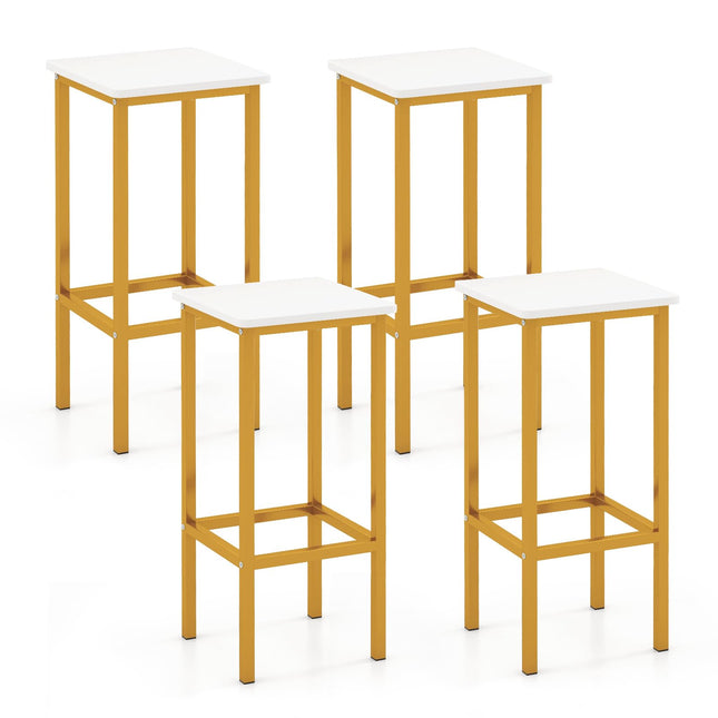 Dreamade Bar Stools Set of 4, 26" Backless Barstools with Metal Legs & Footrest, Breakfast Bar Dining Chairs