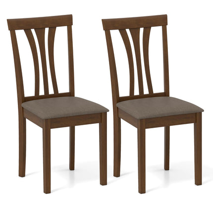 Dreamade Wooden Dining Chairs Set of 2/4 Linen Fabric Upholstered Kitchen Armless Chair