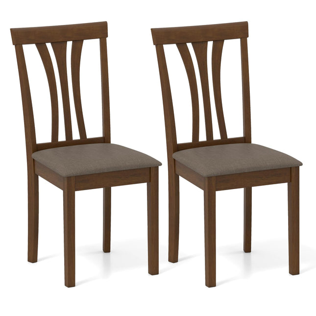 Dreamade Wooden Dining Chairs Set of 2/4 Linen Fabric Upholstered Kitchen Armless Chair