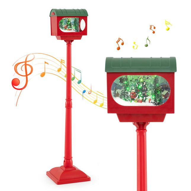 Dreamade 59 Inch Musical Christmas Street Lamp, Festive Lamp Post w/Sound-Activated Snow Globe Lantern