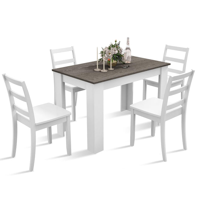 Dreamade 5-Piece Dining Table Set, Modern Rectangle Dining Table & High Back Chairs Set for 4