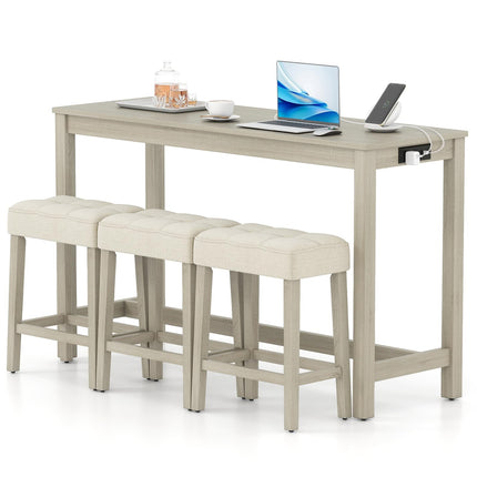 Dreamade Counter Height Table with 3 Stools and 4-Piece Breakfast Nook Bar Set
