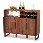 Dreamade Wine Bar Cabinet, Buffet Sideboard with 3 Doors & Adjustable Shelves, Liquor Cabinet