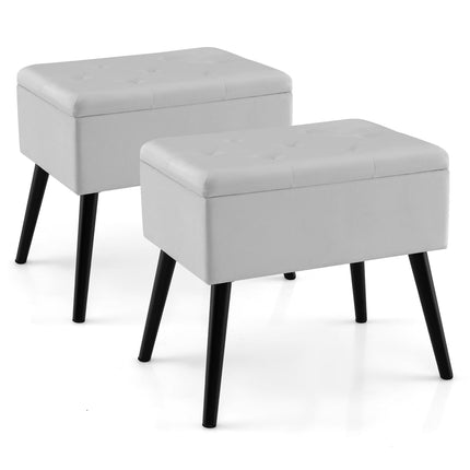 Dreamade 20" Ottoman with Storage - Set of 1/2 Makeup Vanity Bench with Flip Top Storage