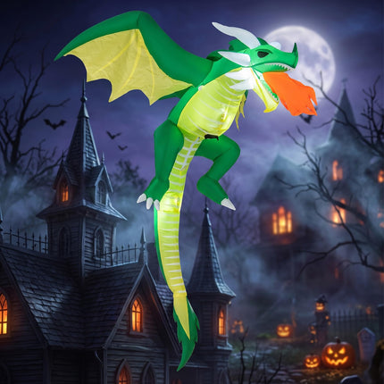 DREAMADE 5.2FT Hanging Inflatable Dragon Lighted Halloween Yard Decoration
