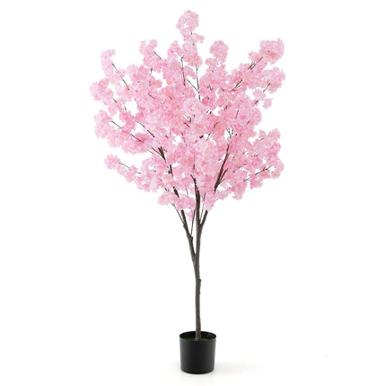 Dreamade 6.5FT Artificial Cherry Blossom Tree, Pink Fake Flower Tree, Faux Floral Plant Blooming Tree in Cement Pot