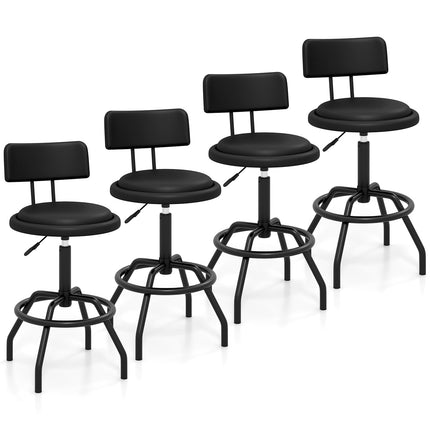 Dreamade Swivel Bar Stools Set of 1/2/3/4, 24.5"-29" Height Adjustable Counter Height Chairs w/Back