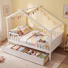 Dreamade Full Size House Bed with Roof and Fence Rails for Kid