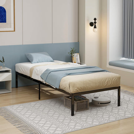 Dreamade Twin Bed Frame, 14 Inch Metal Platform Bed with Under Bed Storage Space, Heavy-Duty Steel Slat Mattress Foundation