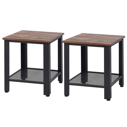 Dreamade Nightstand Side Table 2-Tier W/Adjustable Feet, Storage Shelf and Metal Frame
