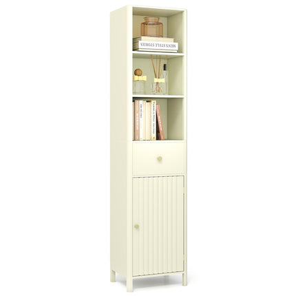 Dreamade 67 Inch Tall Bathroom Cabinet, Narrow Floor Cabinet with Fluted Door