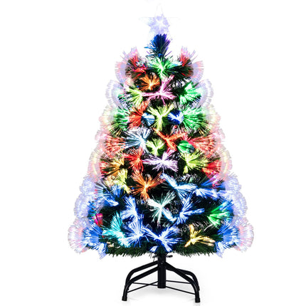 Dreamade 3 FT Pre-Lit Fiber Optic Christmas Tree with Slow-Flashing Multicolored Optical Fibers