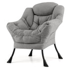 Dreamade Set of 1/2 Lazy Chairs, Modern Sherpa Accent Chair w/Upholstered Single Sofa Chair w/Armrests & Side Pocket