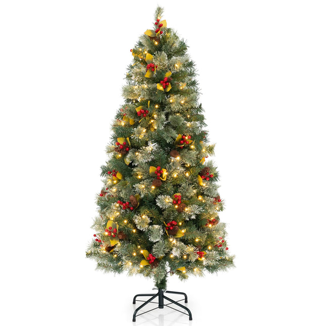 Dreamade 5ft Pre-Lit Artificial Christmas Tree, Hinged Xmas Tree with 453 PVC & Pine Needles