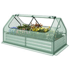 Dreamade Galvanized Steel Raised Garden Bed with Mini Greenhouse, Outdoor Metal Planter Box Kit with Large Roll-up Cover