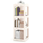 Dreamade 3-Tier 360° Revolving Bookshelf Tower | Translucent Storage Organizer for Living Room