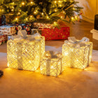 Dreamade Set of 3 Christmas Lighted Gift Boxes, 90 LED Light up Present Boxes with Bows