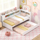 Dreamade Twin Daybed with Trundle, Wood Twin Bed Frames with Storage Headboard, Reversible Bookcase