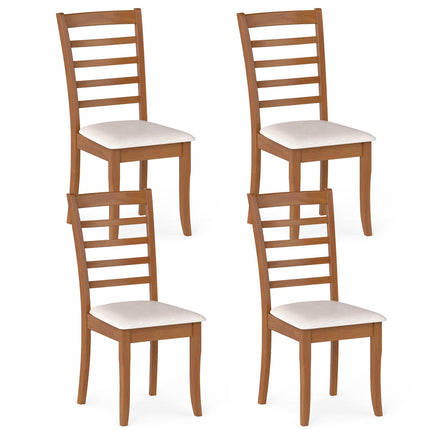 Dreamade Wooden Dining Chair Set of 2 or 4 w/Rubber Wood Legs High Slatted Backrest