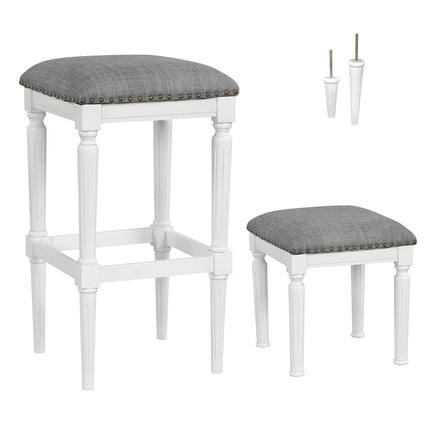 Dreamade Bar Stools Set of 2, 3-Height Adjustable 19"/27"/31" Wood Barstools with Padded Seat