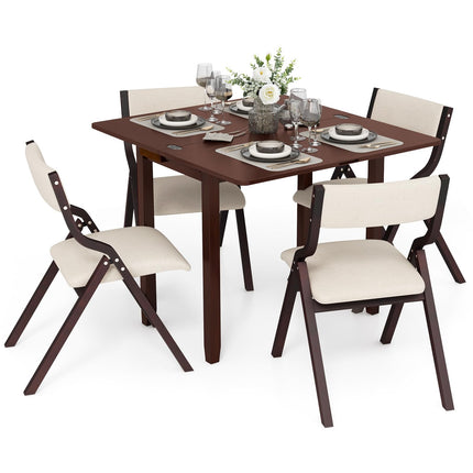 Dreamade Dining Table Set for 2 OR 4, Kitchen Table Chairs Set, Expandable Dining Table with Upholstered Folding Dining Chairs