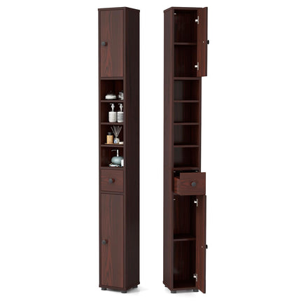Dreamade Slim Bathroom Storage Cabinet - 71" Tall Narrow Floor Cabinet Cupboard with 2 Doors
